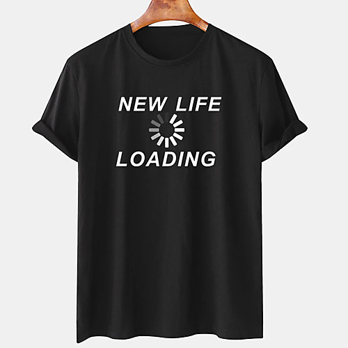 

Men's Unisex Tee T shirt Hot Stamping Graphic Prints Letter Plus Size Print Short Sleeve Casual Tops Cotton Basic Designer Big and Tall Black