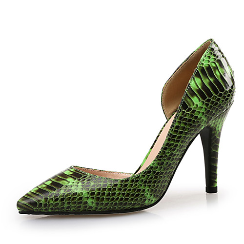 

Women's Heels Pumps Pointed Toe Faux Leather Color Block Yellow Black Green