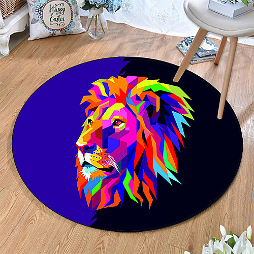 

Round 5mm Area Rugs Machine Made Polyster Non Skid Modern 3D