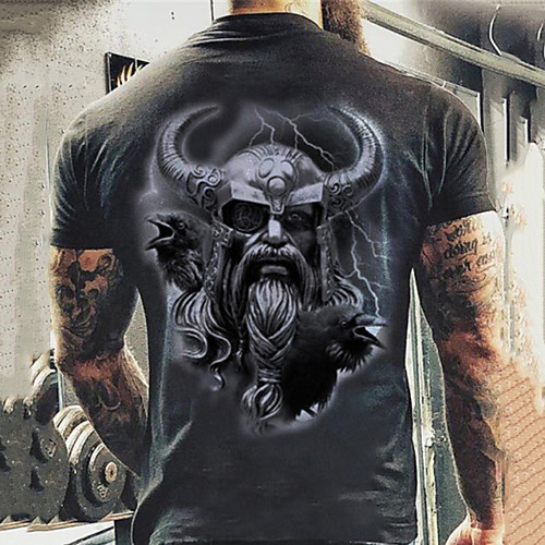 

Men's Tee T shirt Shirt 3D Print Graphic Human Plus Size Short Sleeve Casual Tops Basic Designer Slim Fit Big and Tall Black / Gray Black