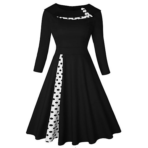 

A-Line Elegant Vintage Party Wear Formal Evening Dress Shirt Collar Long Sleeve Knee Length Spandex with Sleek 2021