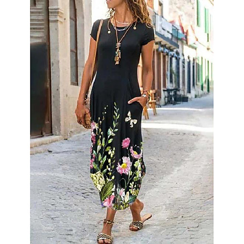 

Women's A Line Dress Midi Dress Blue Green Brown Short Sleeve Pattern Summer Casual 2021 S M L XL XXL XXXL 5XL