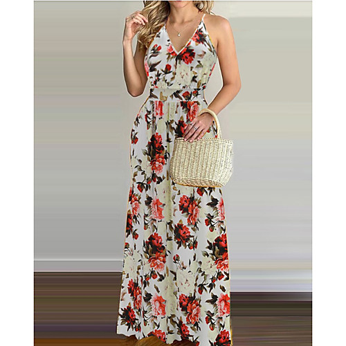 

2021ebay aliexpress wish hot style summer new style sleeveless v-neck bohemian floral dress women's clothing