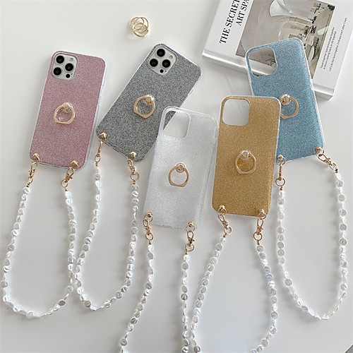 

Phone Case For Apple Back Cover iPhone 12 Pro Max 11 SE 2020 X XR XS Max 8 7 Shockproof Dustproof Ring Holder Graphic Glitter Shine TPU