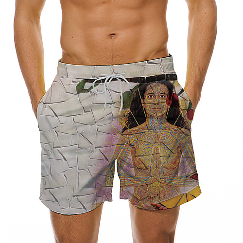 

Men's Casual Designer Quick Dry Breathable Beach Swimming Pool Bermuda shorts Board Shorts Pants Graphic Prints Short 3D Print Drawstring Elastic Waist Grey / Summer / Elasticity