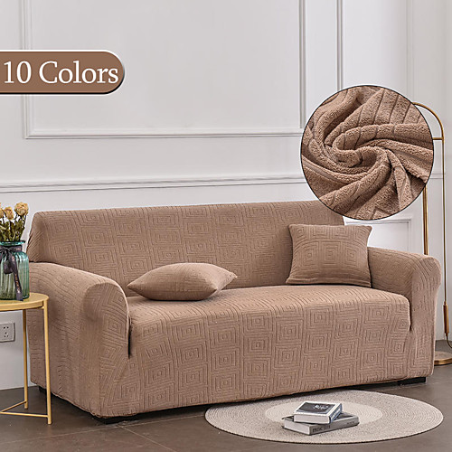 

Stretch Sofa Cover Slipcover Jacquard Elastic Sectional Couch Armchair Loveseat 4 or 4 or 3 Seater L ShapeGrey BlackPlainSolidSoft Durable Washable
