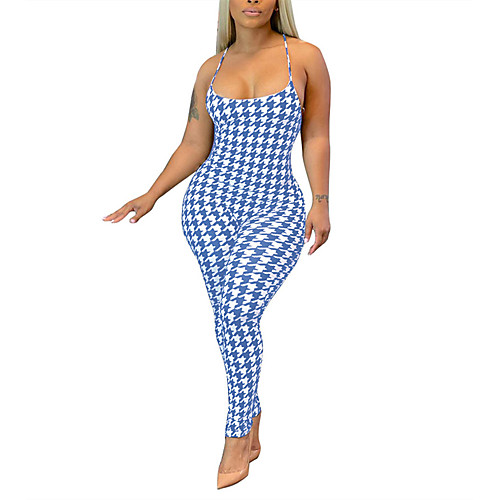 

Women's Casual 2021 Blue Red Black Jumpsuit Plaid / Check