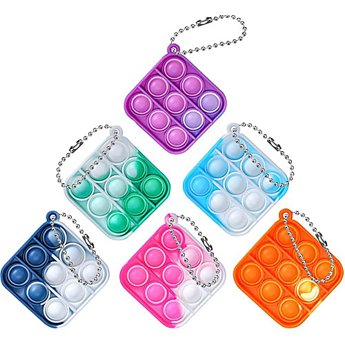 

6PCS Mini Push Pop Bubble Simple Fidget Sensory Toy Keychain Decompression ToysPop Popper Fidget Toys Mini Hand Toys for Adult Kids Anxiety Stress ReliefOffice Desk Tie Dye Toy