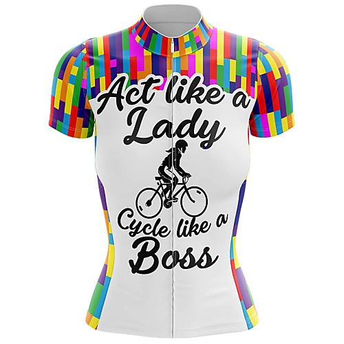 

21Grams Women's Short Sleeve Cycling Jersey Summer Spandex White Stripes Bike Top Mountain Bike MTB Road Bike Cycling Quick Dry Moisture Wicking Sports Clothing Apparel / Stretchy / Athleisure