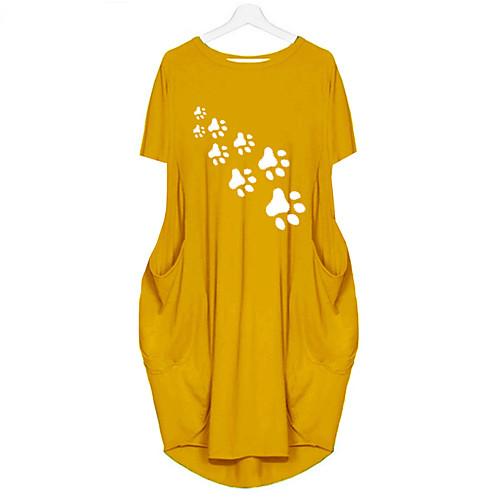 

Women's T Shirt Dress Tee Dress Knee Length Dress Blue Yellow Fuchsia Gray Green White Black Short Sleeve Print Paisley Spring Summer Round Neck Casual Oversized 2021 S M L XL XXL 3XL 4XL 5XL