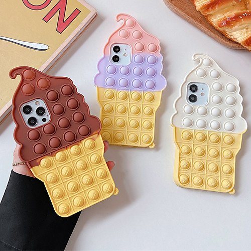 

Fidget Toys Phone Case For Apple iPhone 12 Pro Max 11 SE 2020 X XR XS Max 8 7 6 Ice Cream Shape Push Pop Bubble Protecive Silicone Back Cover