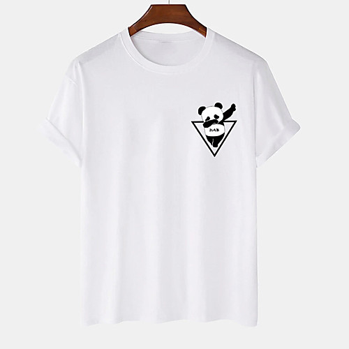 

Men's Unisex Tee T shirt Hot Stamping Graphic Prints Panda Plus Size Print Short Sleeve Casual Tops Cotton Basic Designer Big and Tall White Black Khaki