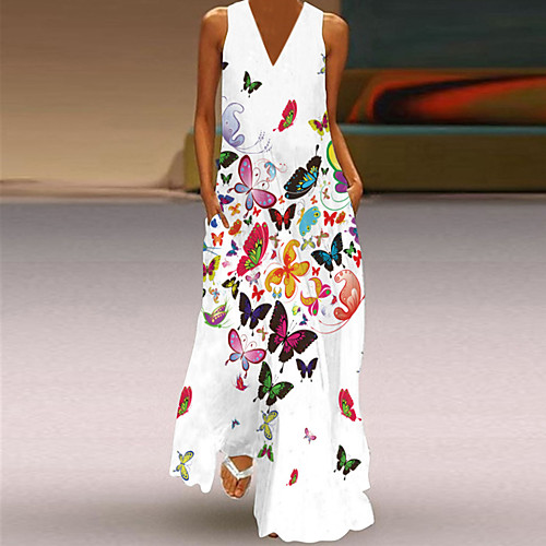 

Women's Swing Dress Maxi long Dress Blue Yellow Blushing Pink Green White Black Sleeveless Sexy 2021 S M L XL XXL