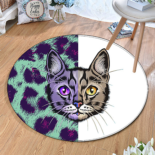 

Round 5mm Area Rugs Machine Made Polyster Non Skid Modern 3D