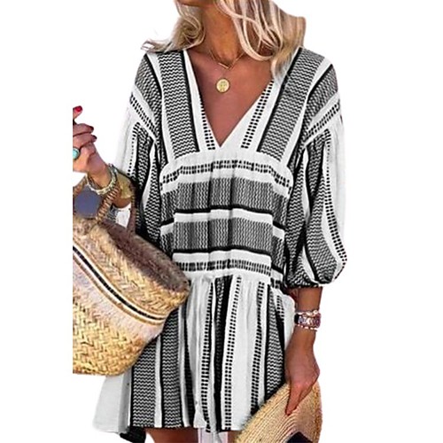 

Women's A Line Dress Short Mini Dress Blue Yellow Green Black Long Sleeve Pattern Summer Casual 2021 S M L XL XXL XXXL