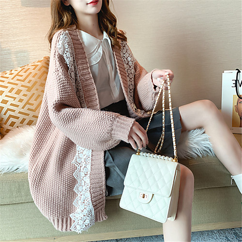 

Women's Pattern Cardigan Sweater Long Sleeve Sweater Cardigans Others Blue Blushing Pink