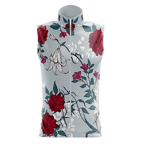 

21Grams Women's Sleeveless Cycling Jersey Summer Spandex Polyester Grey Floral Botanical Bike Top Mountain Bike MTB Road Bike Cycling Quick Dry Moisture Wicking Breathable Sports Clothing Apparel