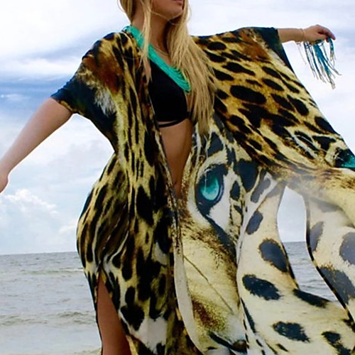 

Women's Cover Up Beach Top Swimsuit Oversized Photo Color Swimwear Bathing Suits New / Padless