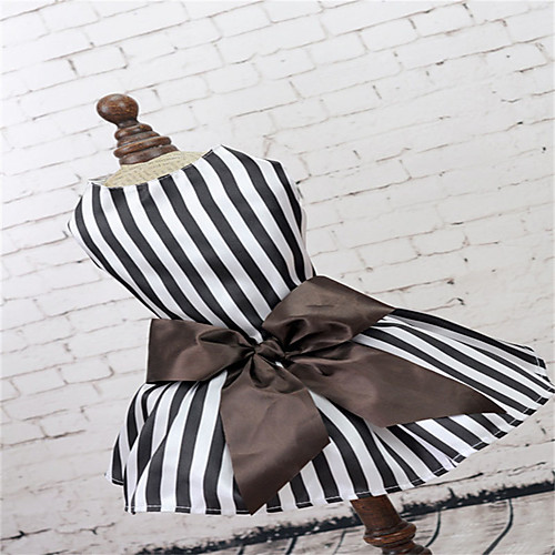 

Dog Dog Costume Wedding Dress Stripes Graphic Bowknot Elegant Adorable Cute Party Wedding Dog Clothes Puppy Clothes Dog Outfits Breathable Red and White Black / White Black Costume for Girl and Boy