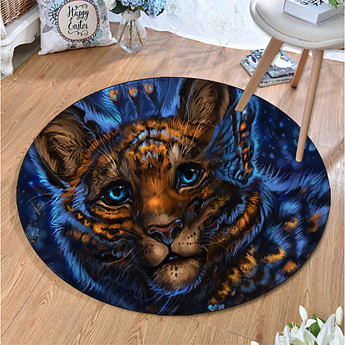 

Round 5mm Area Rugs Machine Made Polyster Non Skid Modern 3D