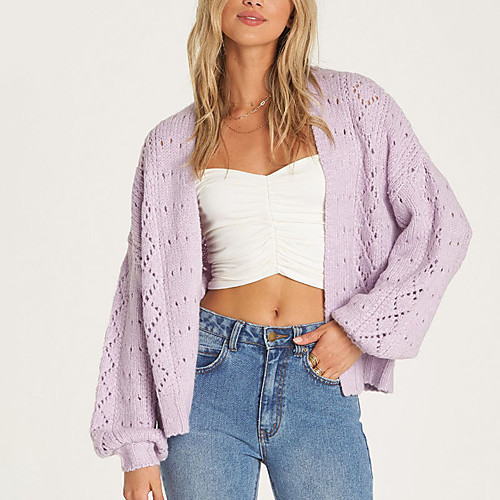 

Women's Solid Color Cardigan Sweater Long Sleeve Sweater Cardigans Others Blushing Pink