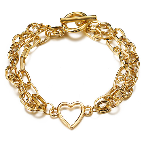 

Stacking Stackable Heart Stylish Simple European Sweet Alloy Bracelet Jewelry Gold For Party Evening Prom Date Birthday Festival