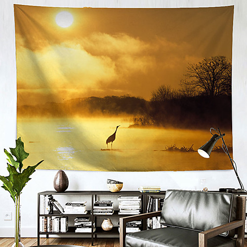 

Landscape Wall Tapestry Art Decor Blanket Curtain Hanging Home Bedroom Living Room Decoration Sunset Crane
