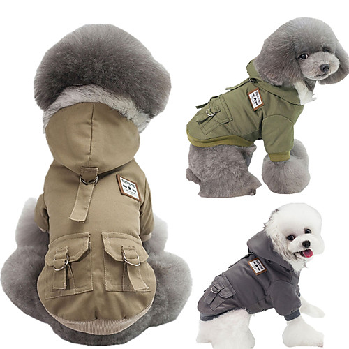 

Dog Cat Coat Sweater Hoodie Solid Colored Retro Vintage British Dailywear Casual / Daily Dog Clothes Puppy Clothes Dog Outfits Breathable Dark Green Khaki Gray Costume for Girl and Boy Dog Cotton S M