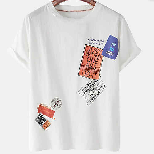 

Men's Unisex Tee T shirt Hot Stamping Graphic Prints Box Plus Size Print Short Sleeve Casual Tops Cotton Basic Designer Big and Tall White