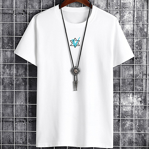 

Men's Unisex Tee T shirt Hot Stamping Graphic Prints Geometry Plus Size Zero two Print Short Sleeve Casual Tops Cotton Basic Designer Big and Tall White Black Gray