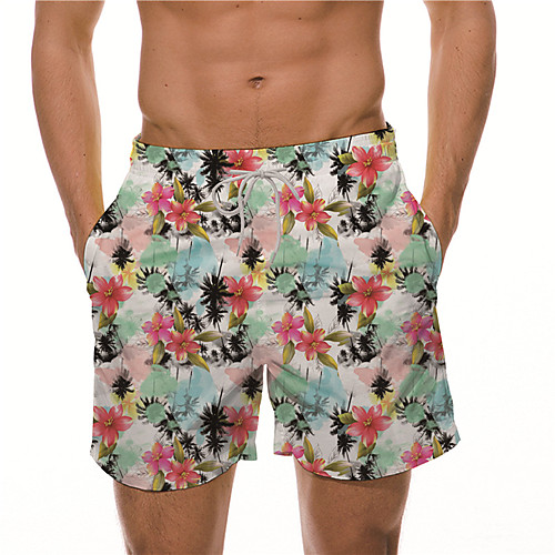 

Men's Designer Casual / Sporty Big and Tall Quick Dry Breathable Soft Holiday Beach Swimming Pool Shorts Bermuda shorts Swim Trucks Pants Flower / Floral Graphic Prints Coconut Tree Short Drawstring