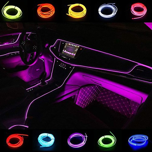 

1set 3m Car 12V LED Cold Lights Flexible EL Neon Wire Auto Lamps On Car Cold Light Strips Line Lnterior Decoration Strips Lamps Lights Flexible Neon