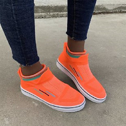 

Women's Sneakers Flat Heel Round Toe Mesh Solid Colored Orange Beige Gray