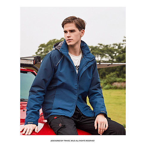

Men's Jacket Sport Spring & Fall Winter Regular Coat Stand Collar Slim Waterproof Windproof Sporty Jacket Long Sleeve Color Block Patchwork Khaki Dusty Blue