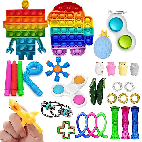 

30PCS Push Bubble Fidget Toys Anti Stress Set Strings Relief Adults Children Sensory Squishy Antistress Relief Anti Stress Figet
