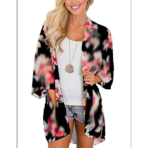 

Women's Swimsuit Cover Up Beach Top Swimsuit Print Floral Leopard Blue Yellow Gray Green White Swimwear V Wire Bathing Suits New Casual / Padless / Cotton