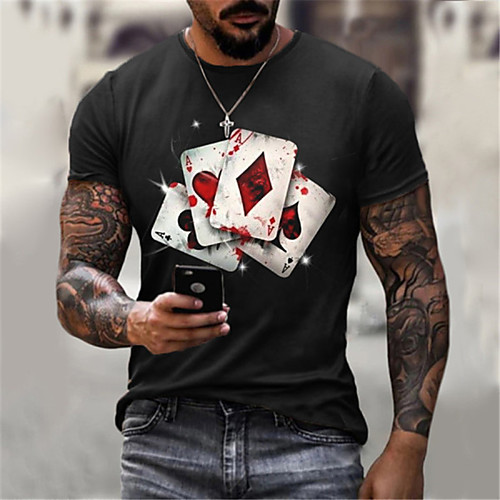 

Men's Unisex Tee T shirt Hot Stamping Graphic Prints Card Plus Size Print Short Sleeve Casual Tops Cotton Basic Designer Big and Tall Black