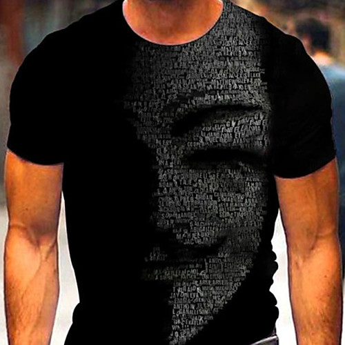 

Men's Tee T shirt Shirt 3D Print Graphic Human face Plus Size Short Sleeve Casual Tops Basic Designer Slim Fit Big and Tall Black