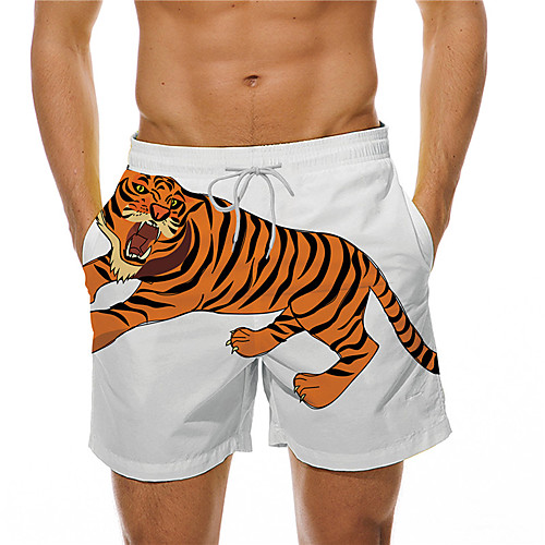 

Men's Designer Casual / Sporty Big and Tall Quick Dry Breathable Soft Holiday Beach Swimming Pool Shorts Bermuda shorts Swim Trucks Pants Graphic Prints Tiger Short Drawstring Elastic Drawstring