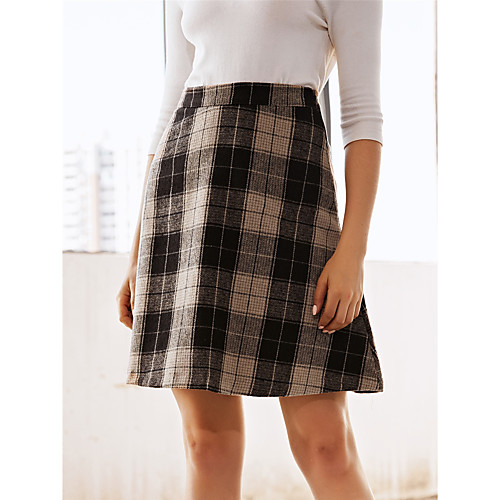 

Women's Daily Date Basic Skirts Plaid Checkered Print Black