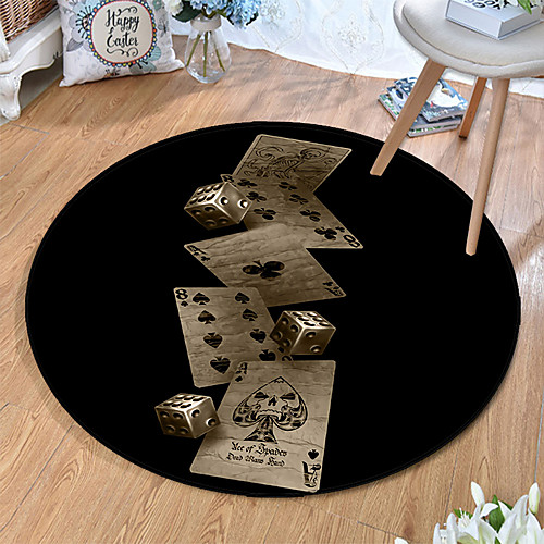 

Round 5mm Area Rugs Machine Made Polyster Non Skid Modern 3D