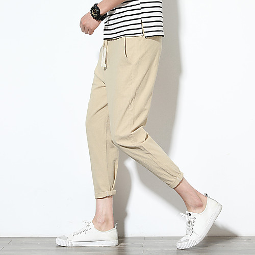 

Men's Sporty Casual / Sporty Quick Dry Breathable Sports Casual Daily Harem Chinos Pants Solid Color Ankle-Length Drawstring Pocket ArmyGreen White Red Black Khaki