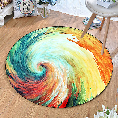 

Round 5mm Area Rugs Machine Made Polyster Non Skid Modern 3D