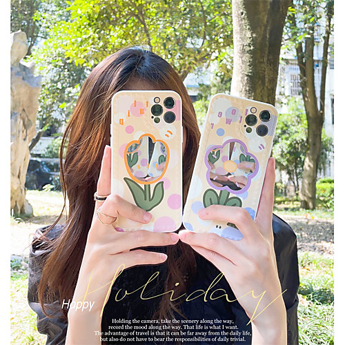 

Phone Case For Apple Back Cover iPhone 12 Pro Max 11 SE 2020 X XR XS Max 8 7 Shockproof Dustproof Geometric Pattern Flower TPU