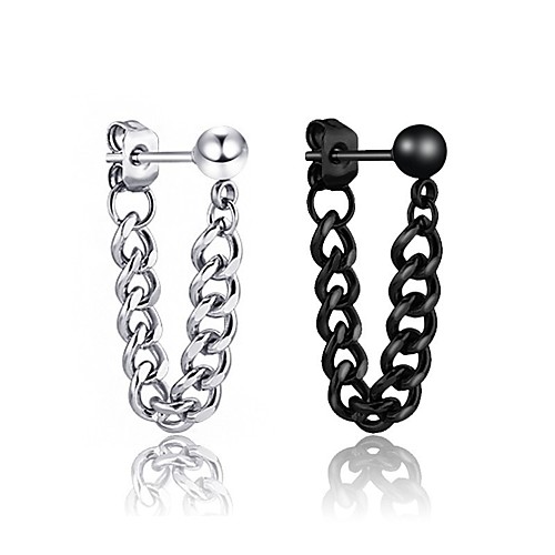 

Men's Earrings Classic Holiday Birthday Stylish Simple Stainless Steel Earrings Jewelry Silver / Black For Street Formal Date Festival 1pc