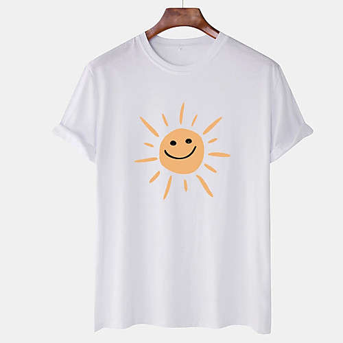 

Men's Unisex Tee T shirt Hot Stamping Graphic Prints Sun Plus Size Print Short Sleeve Casual Tops Cotton Basic Designer Big and Tall White Black
