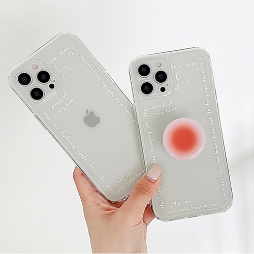 

Phone Case For Apple Back Cover iPhone 12 Pro Max 11 SE 2020 X XR XS Max 8 7 Shockproof Dustproof with Stand Word / Phrase Transparent TPU