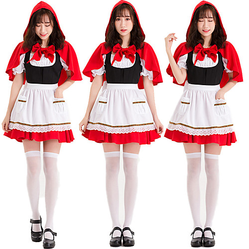 

Little Red Riding Hood Cosplay Costume Adults' Women's Halloween Halloween Halloween Festival / Holiday Terylene Red Women's Easy Carnival Costumes Solid Color / Dress / Apron / Cloak