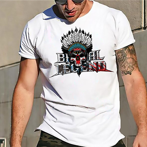 

Men's Unisex Tee T shirt Hot Stamping Graphic Prints Skull Letter Plus Size Print Short Sleeve Casual Tops Basic Designer Big and Tall White