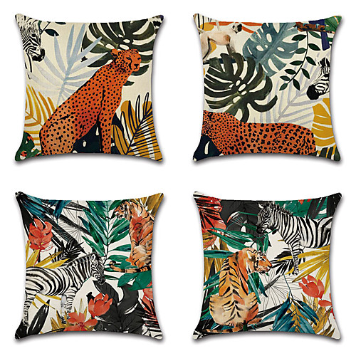 

Tropical Double Side Cushion Cover 4PC Soft Decorative Square Throw Pillow Cover Cushion Case Pillowcase for Bedroom Livingroom Superior Quality Machine Washable Outdoor Cushion for Sofa Couch Bed Chair Green Yellow